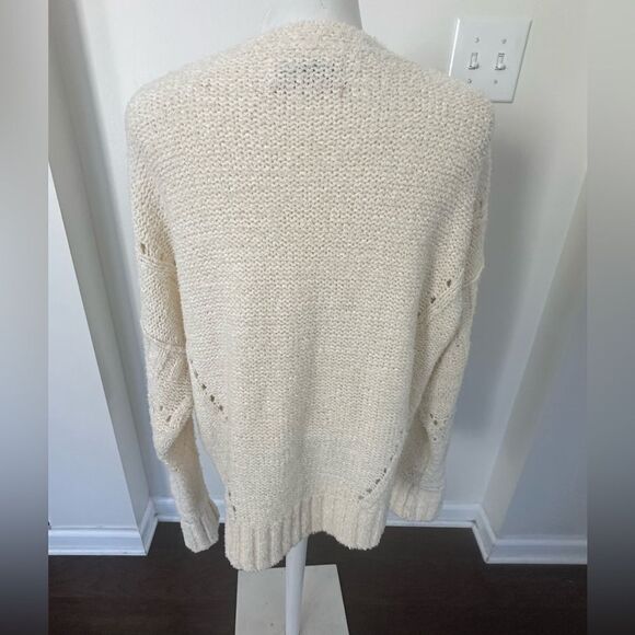 Anthropologie Pilcro Marla Ivory V-Neck Cropped Oversized Sweater XS-M - Picture 6 of 9